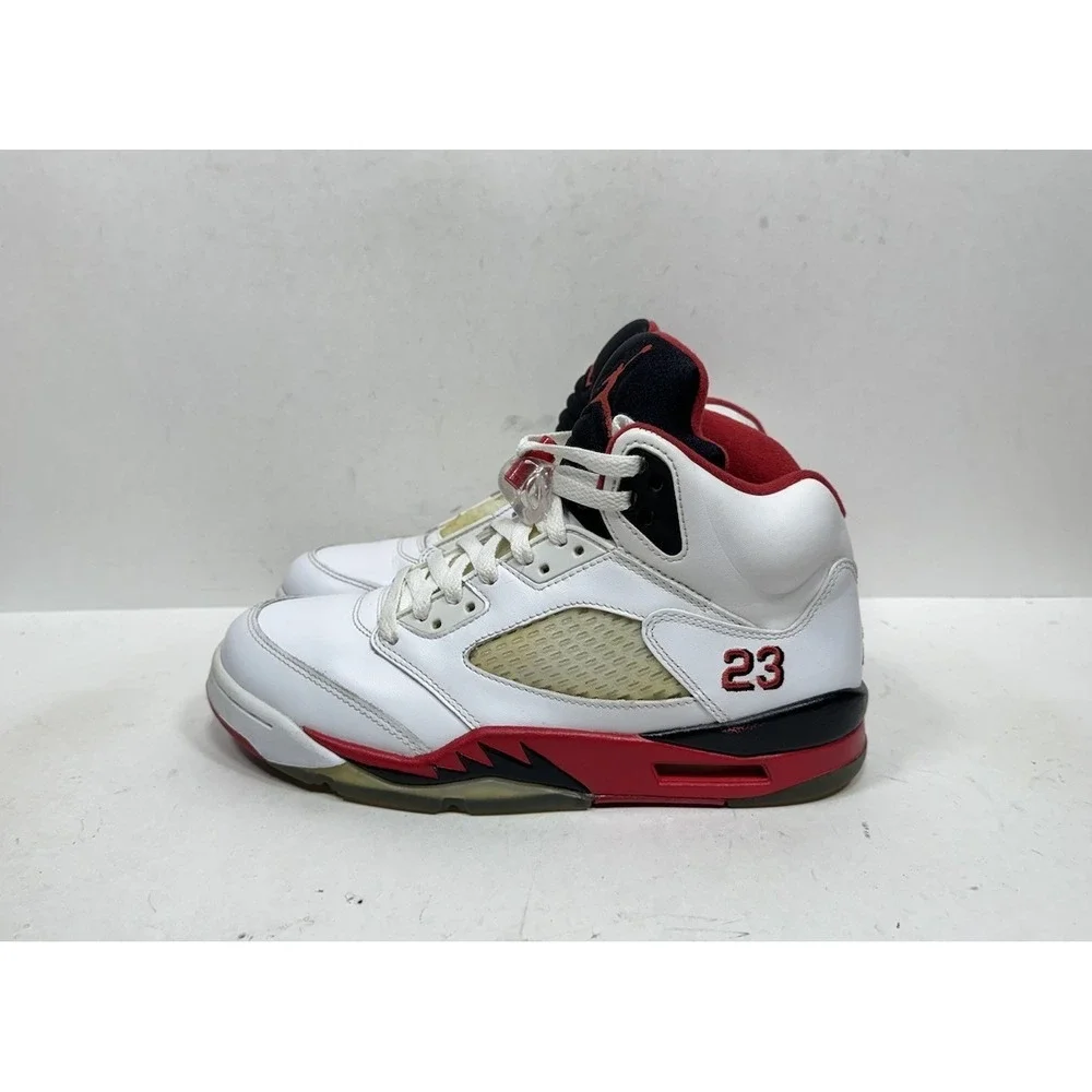 Nike Air Jordan 5 Retro‎ Men's Size 7.5 136027 120 Fire Red Black Tongue Shoes